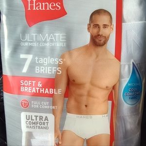 Men's Hanes ultimate tagless white briefs